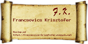 Francsovics Krisztofer névjegykártya